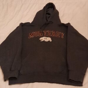 Gray Hoodie Sweater, Size Md, Long Sleeve, Monterey CA Letter Sweater